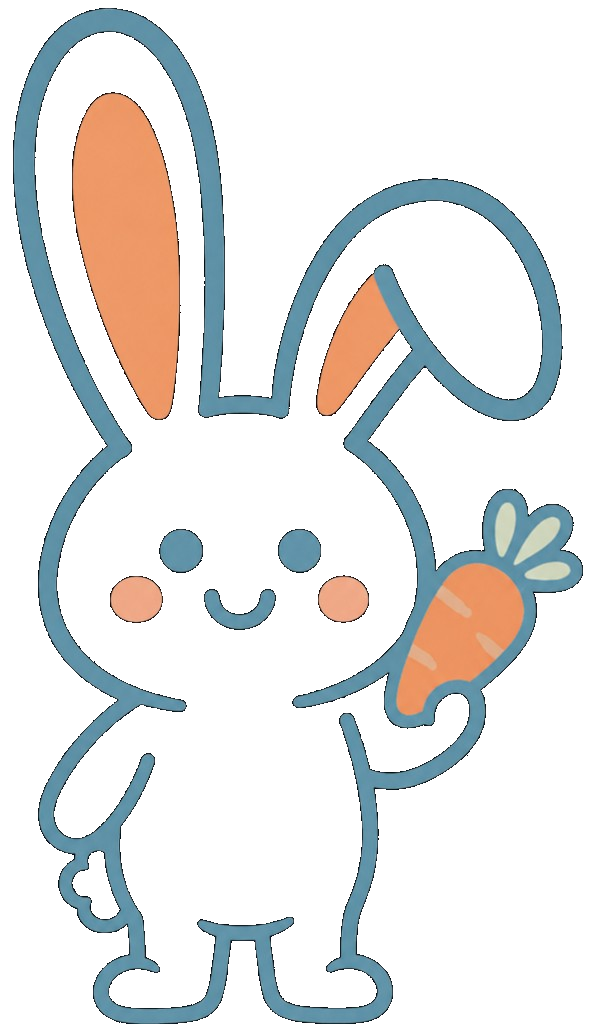 Lil' Bunnies mascot holding a carrot