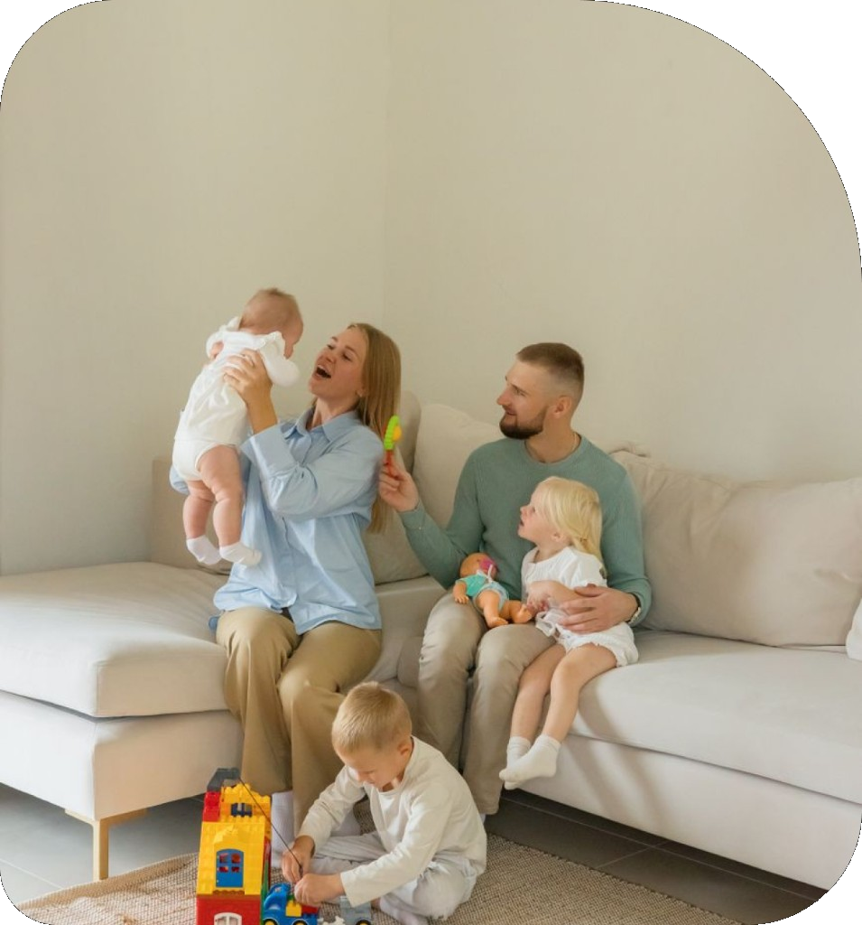 A family playing together at home